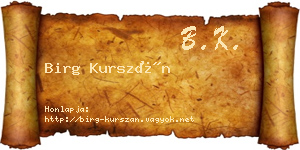 Birg Kurszán névjegykártya